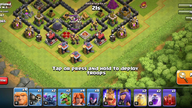 Attack on base of town hall of 9  of CLASH OF CLANS