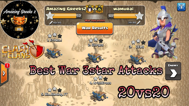 3star War Attacks CoC 20v20 | Amazing Greeks 2 - Clash of Clans