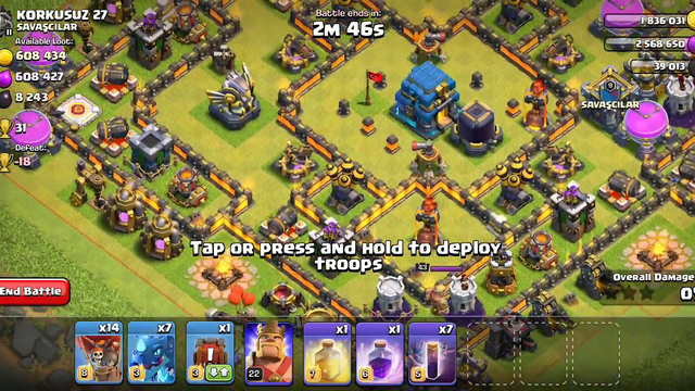 Clash of clans 14 electro dragons and 14 balloons 7 bat spells