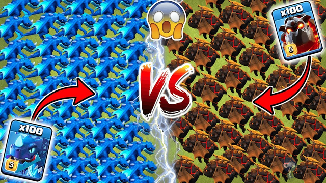 100 Electro Dragon vs 100 Lava Hound COC | Lava Hound vs Electro Dragon | Red Magic 3s