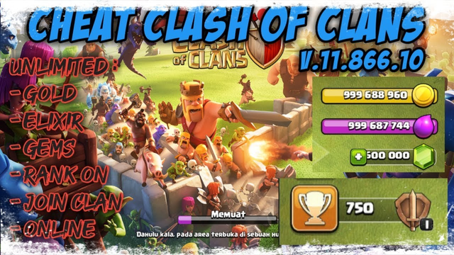 New Cheat Clash Of Clans V.11.866.10 | Unlimited Gold, Elixir, Gems! Rank On, Join Clan!