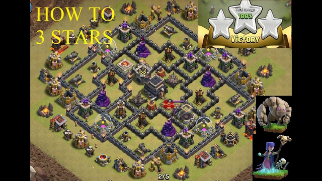 { CLASH OF CLANS }HOW TO BEAT 3 START TYPICAL BASE(War attack)