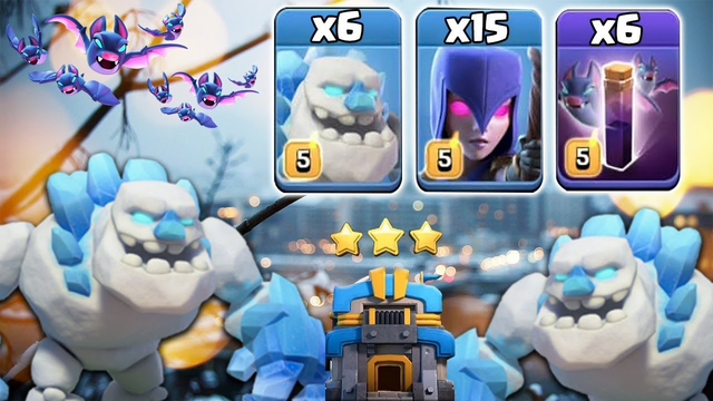 6 Ice Golem + 15 Witch + 6 Bat Spell = Try New TH12 War 3star Attack | Clash Of Clans