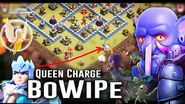 Super Queen Charge BoWiPe Destroy TH12 3 Stars - Best Ground ever ( Clash of Clans )