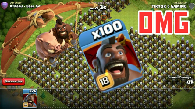 100 max hog glider vs max tesla towers base | clash of clans private server gameplay