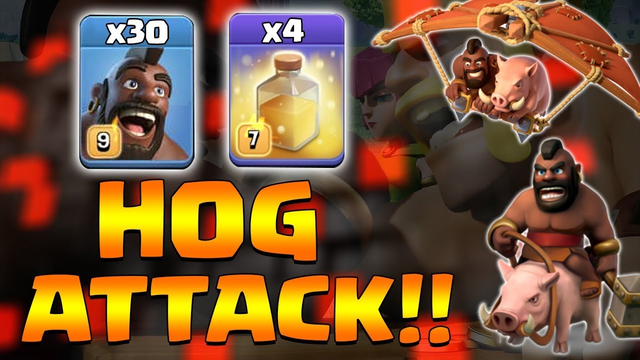 Hog Th12 Attack Strategy 2019! 30 Max Hog + 4 Healing Spell 3star TH12 War Attack | Clash Of Clans