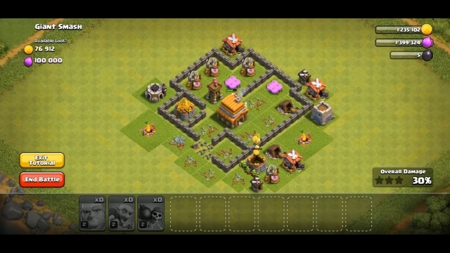 COC Town Hall 3 | Attack Strategy | Giant Smash | Giant WallBrk Goblin | GOWAK | COC Attack Strategy