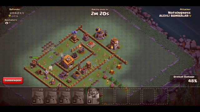 Clash of Clans, Victory using Level 10 Barbarians and one Level 1 Battle Machine in Builder base