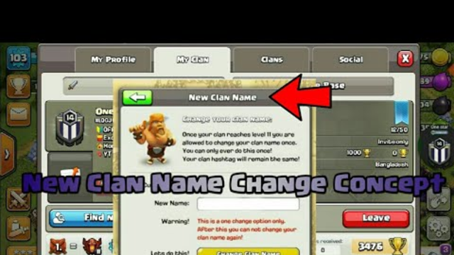 Clan Name Change Concept In Clash of clans Hindi