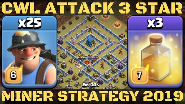 CWL ATTACK 3 STAR ! TH12 3 STAR ATTACK CWL ! 25 Miner + 3 Heal Spell Attack in Clash of Clans 2019