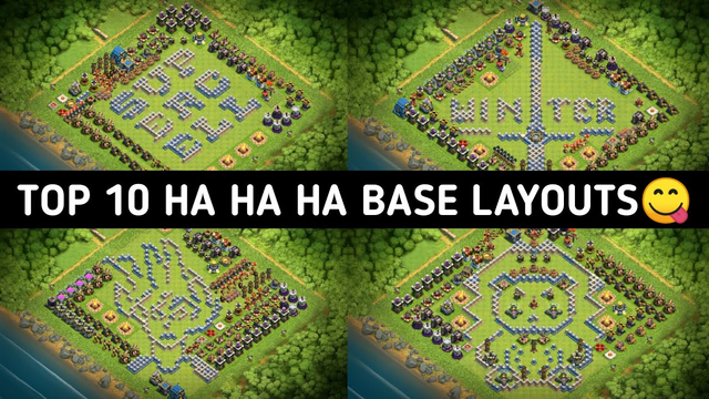 Top 10 funny base | Troll coc base design | Top 10 layout insanos | Haha base layout +link(cocth12)