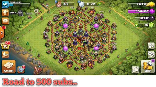 Clash of clans.. gameplay.. road to 500 subs