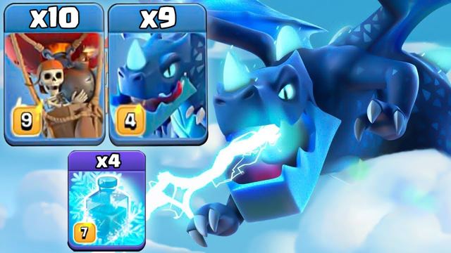 9  Max Electro Dragon + 5 Max Freeze Spell +10 Balloons=TH13 War 3 Star Strategy | Clash of Clans