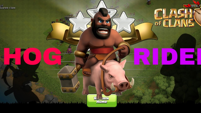 Clash of clans hog rider attack total 243 tropps