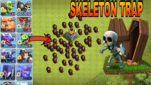 WHO CAN SURVIVE THIS DIFFICULT TRAP
ON COC 50 SKELETON TRAP VS TROOPS