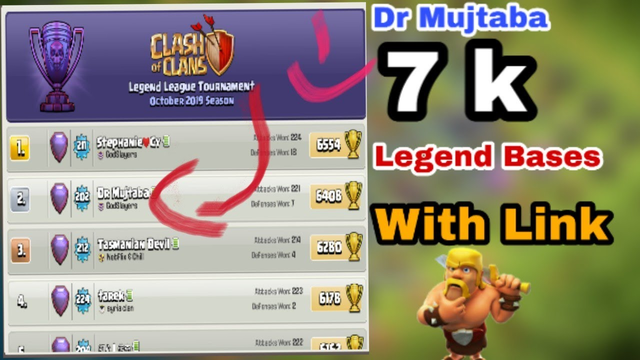 Dr Mujtaba 7K Trophy Th13 Bases Layout of Legend League 2020 Clash Of clans