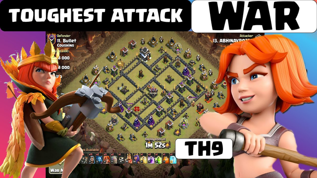 STRATEGY EXECUTION | VALKYRIE | CLASH OF CLANS COC TH9 WAR ARMY | 3 STAR