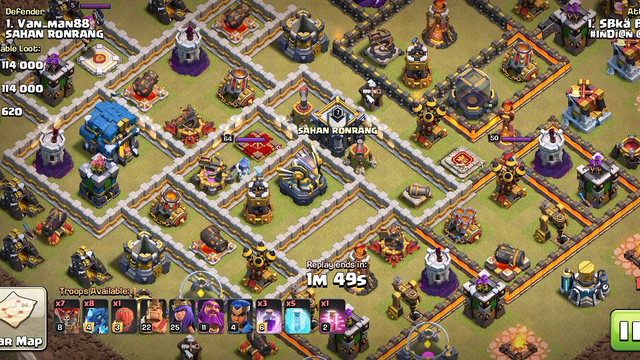 A 12 level max town hall fully destroyed on clash of clans