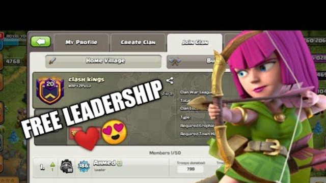 How to get free leadership ANY CLAN IN CLASH OF CLANS